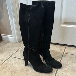 Via Spiga Black Suede Knee-High Boots